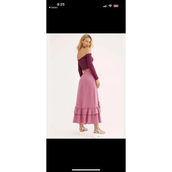 Free People Celine’s Wrap Skirt Sz Small Ruffle Midi in Pumpkin Spice - Picture 11 of 11